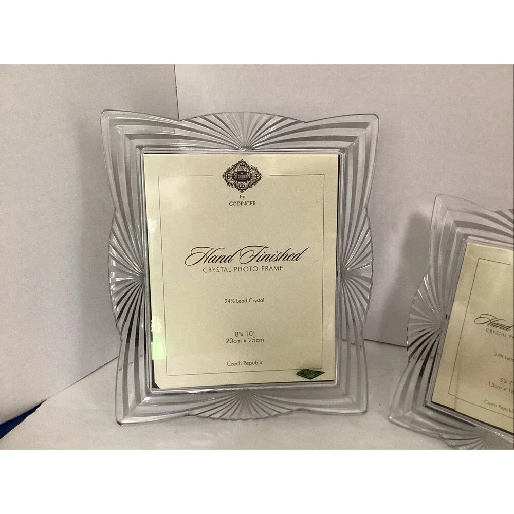 Shannon Crystal by godinger 24% lead Crystal photo frame set of 2 8”x10”, 5”x7”